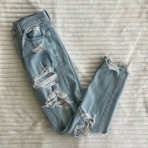 Distressed American Eagle Mom Fit Jeans